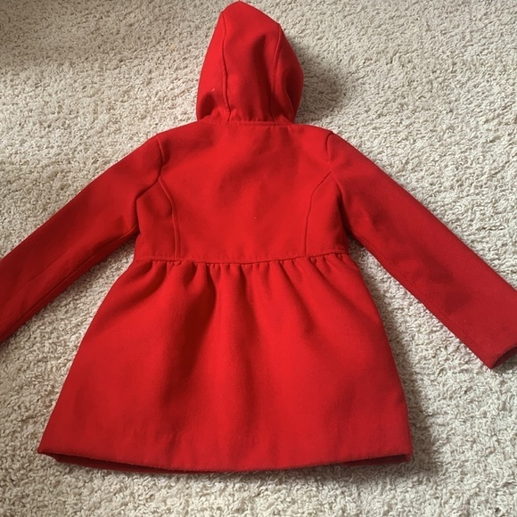 Crazy 8 elegant red faux fur hood pea coat size 5-6y winter fall pockets - Picture 7 of 7